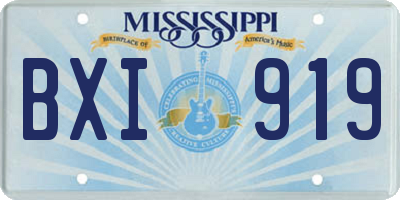 MS license plate BXI919