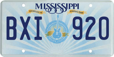 MS license plate BXI920