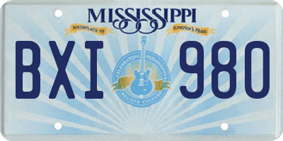 MS license plate BXI980