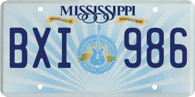 MS license plate BXI986