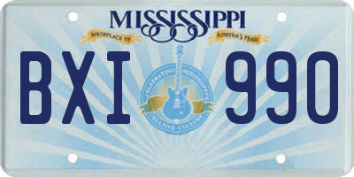 MS license plate BXI990