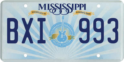 MS license plate BXI993