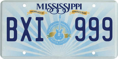 MS license plate BXI999