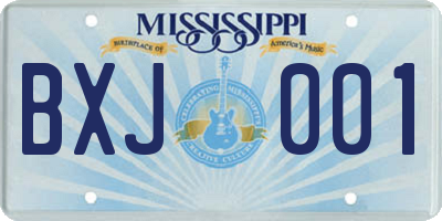 MS license plate BXJ001