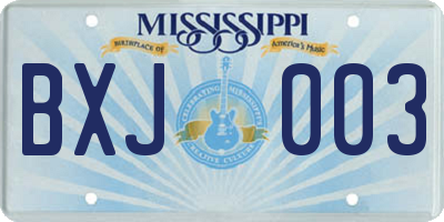 MS license plate BXJ003