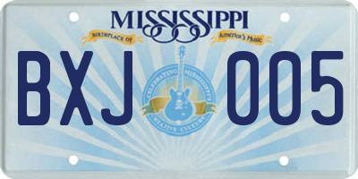 MS license plate BXJ005