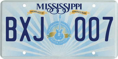MS license plate BXJ007