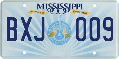 MS license plate BXJ009