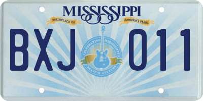 MS license plate BXJ011