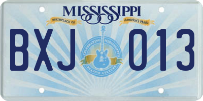 MS license plate BXJ013