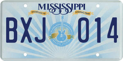 MS license plate BXJ014