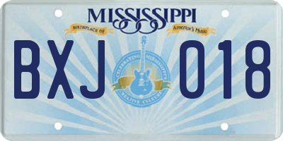 MS license plate BXJ018