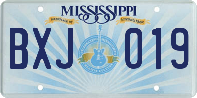 MS license plate BXJ019