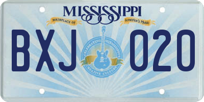 MS license plate BXJ020