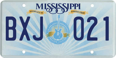 MS license plate BXJ021