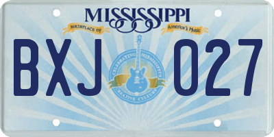 MS license plate BXJ027