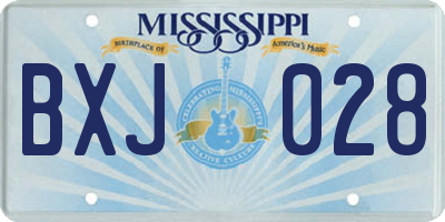 MS license plate BXJ028