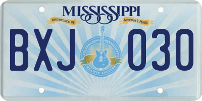 MS license plate BXJ030