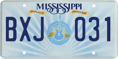 MS license plate BXJ031
