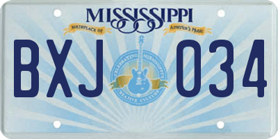 MS license plate BXJ034