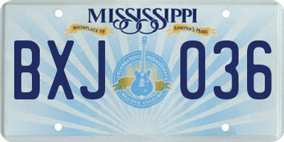 MS license plate BXJ036