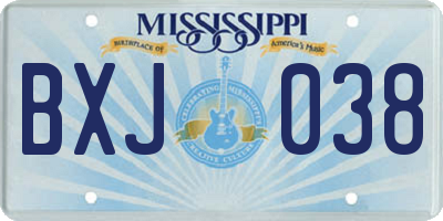MS license plate BXJ038