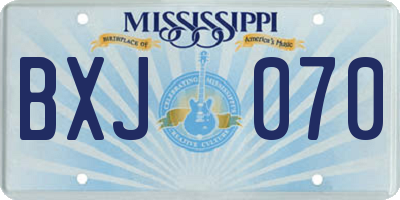 MS license plate BXJ070
