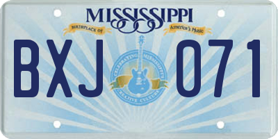 MS license plate BXJ071