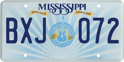 MS license plate BXJ072