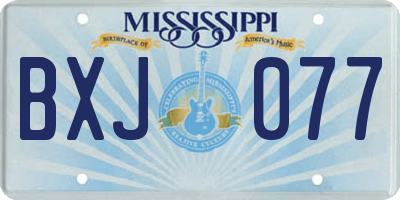 MS license plate BXJ077