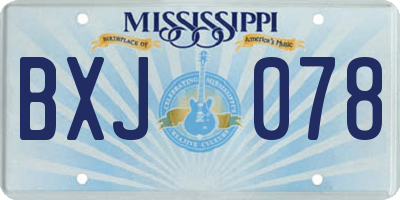 MS license plate BXJ078