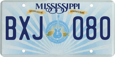 MS license plate BXJ080