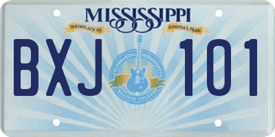 MS license plate BXJ101