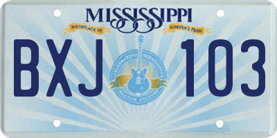 MS license plate BXJ103