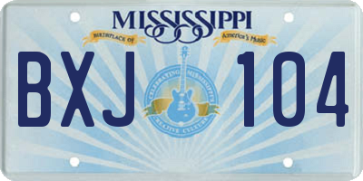 MS license plate BXJ104