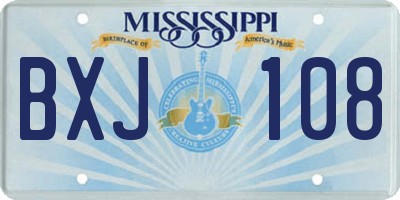MS license plate BXJ108