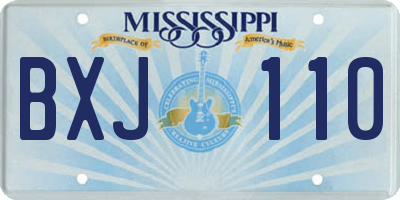 MS license plate BXJ110