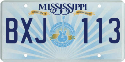 MS license plate BXJ113