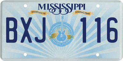 MS license plate BXJ116