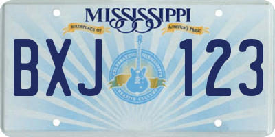 MS license plate BXJ123