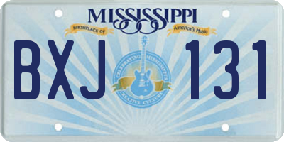 MS license plate BXJ131