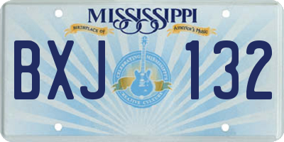MS license plate BXJ132