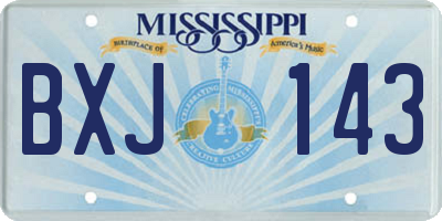 MS license plate BXJ143