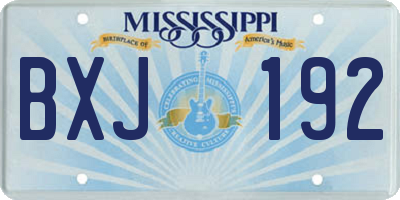 MS license plate BXJ192
