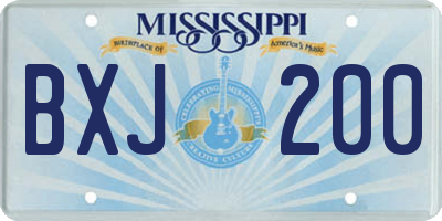 MS license plate BXJ200