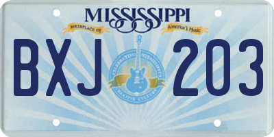 MS license plate BXJ203