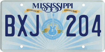MS license plate BXJ204
