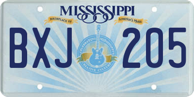 MS license plate BXJ205