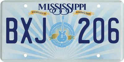 MS license plate BXJ206