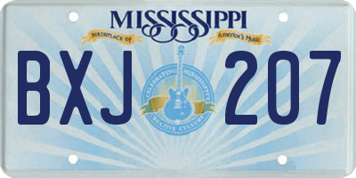 MS license plate BXJ207